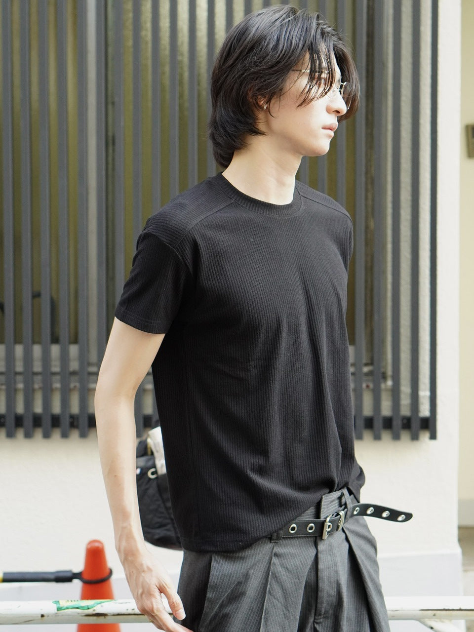 東京店WEB限定受注制【Chikashitsu +】cropped rib knit tee (3color)