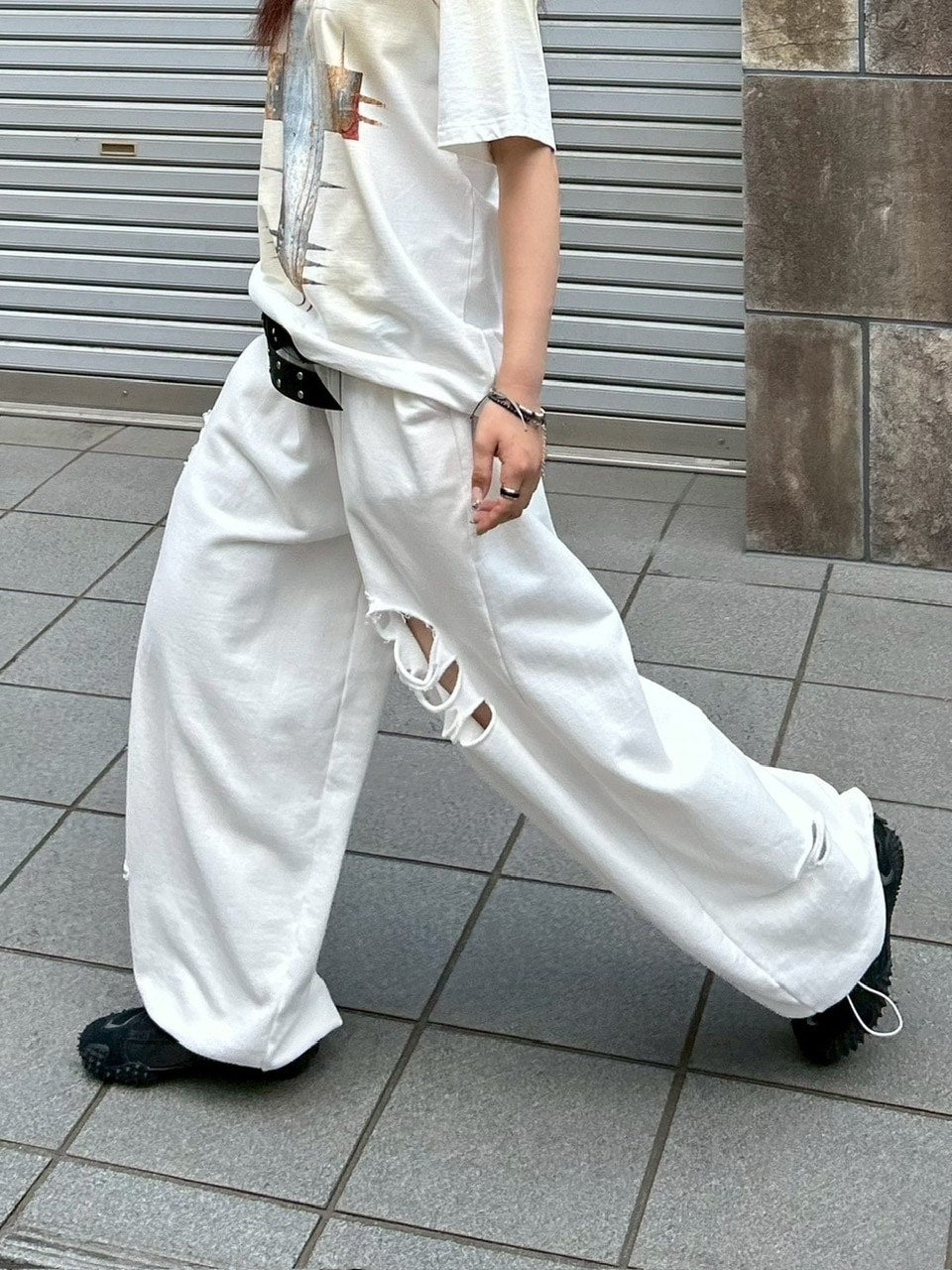 【Chikashitsu +】full length damage sweat pants / 【チカシツプラス】フルレングスダメージスウェットパンツ (3color)