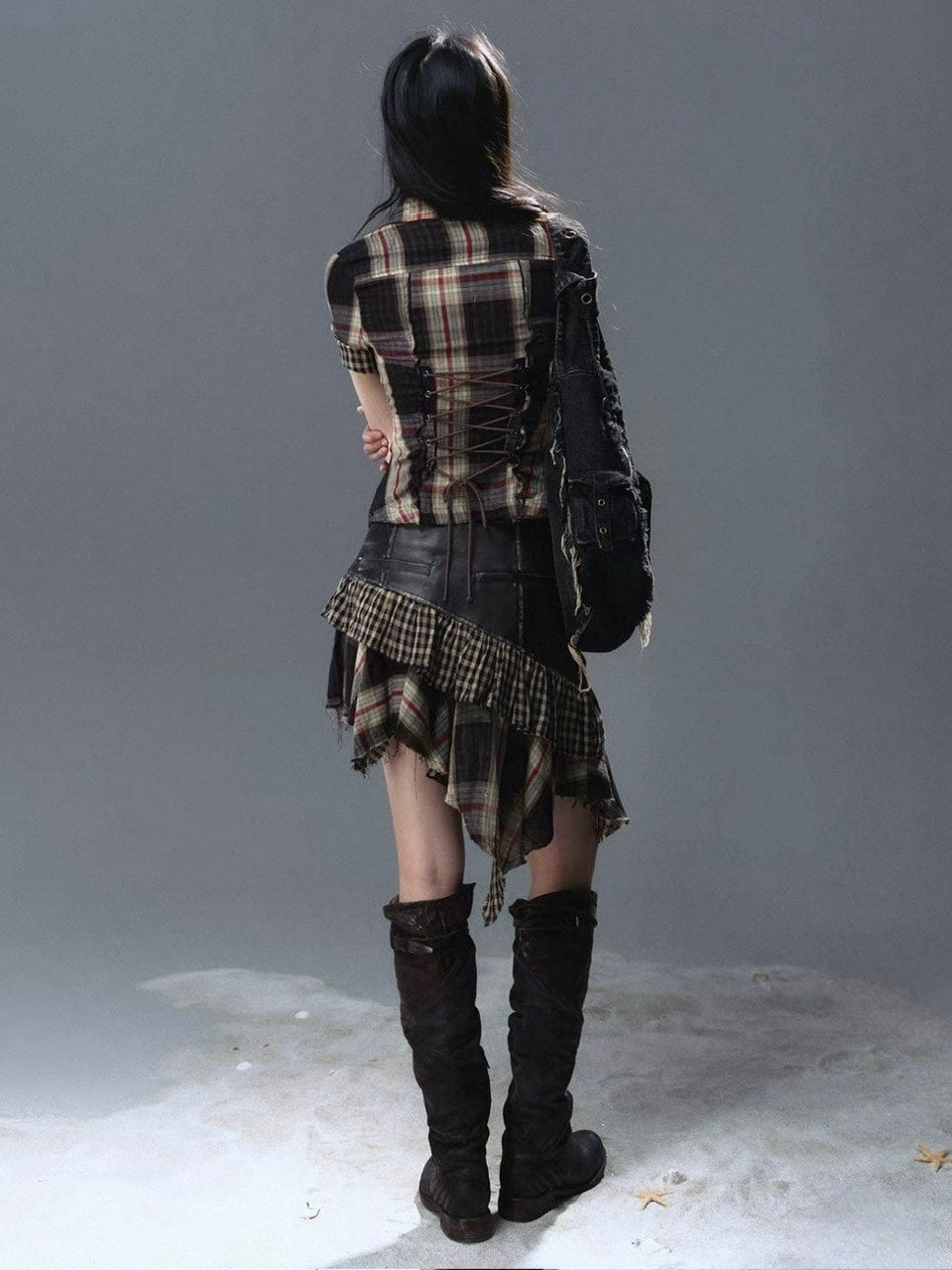 【Cest Nous】Lace Trim Plaid Shirt / 【セヌー】レースフリルチェックブラウス