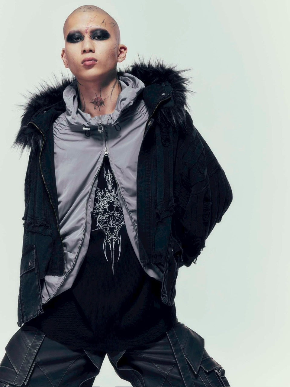 【DIG YOUR OWN GRAVE】SYN-EDGE BLOUSON /【ディグユアオウングレイブ】アシンメトリーテックブルゾン