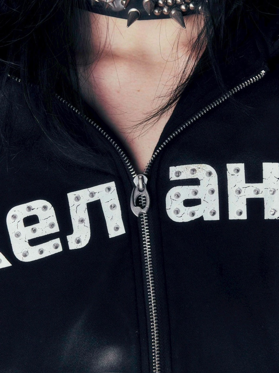 【DIG YOUR OWN GRAVE】Желание FUR HOODIE /【ディグユアオウングレイブ】ファーフードフードジェラーニエロゴジップアップパーカー