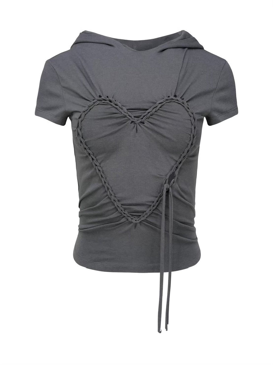 【NACHE】HEART BRAID HOODIE T-SHIRT