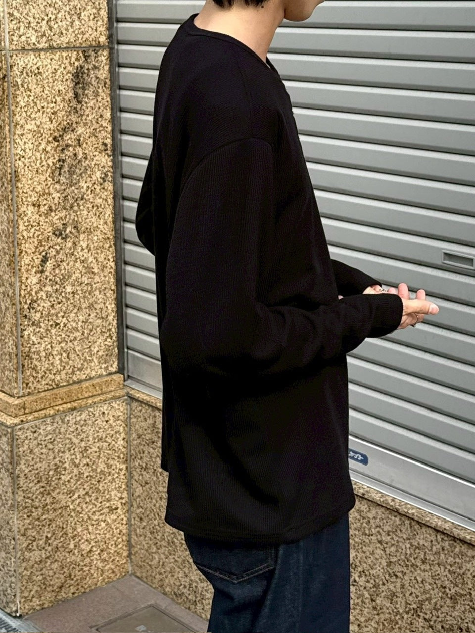 受注制【Chikashitsu +】front hook long sleeve knit / 【チカシツプラス】フロントフック長袖ニット (4color)