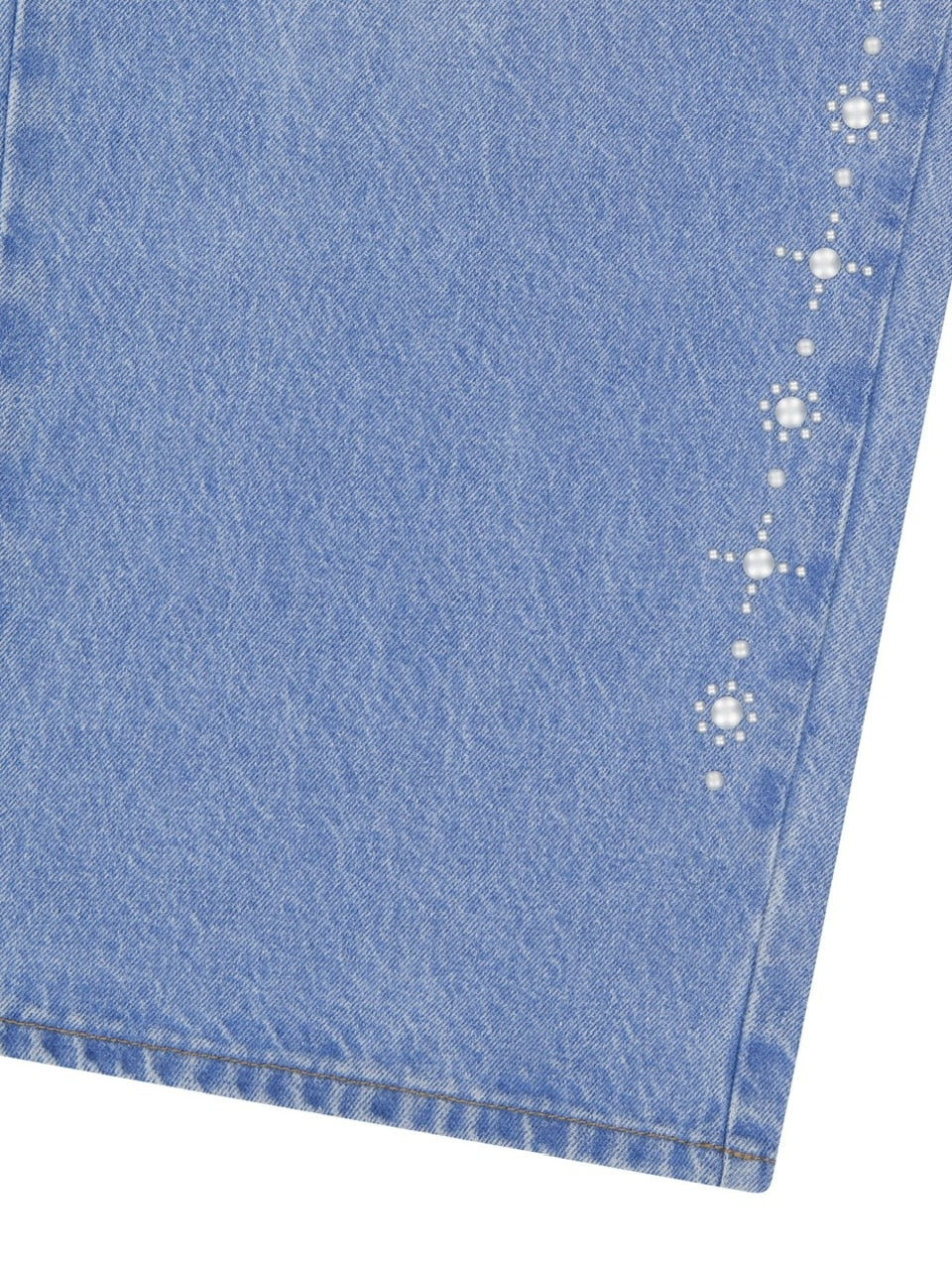 【AAKAM】Side Rhinestone Denim Pants