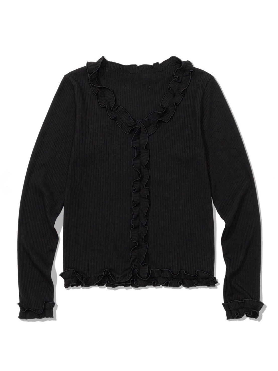 12/21 20:00 再販【Uglyshadow】RUFFLE RIBBED T-SHIRT