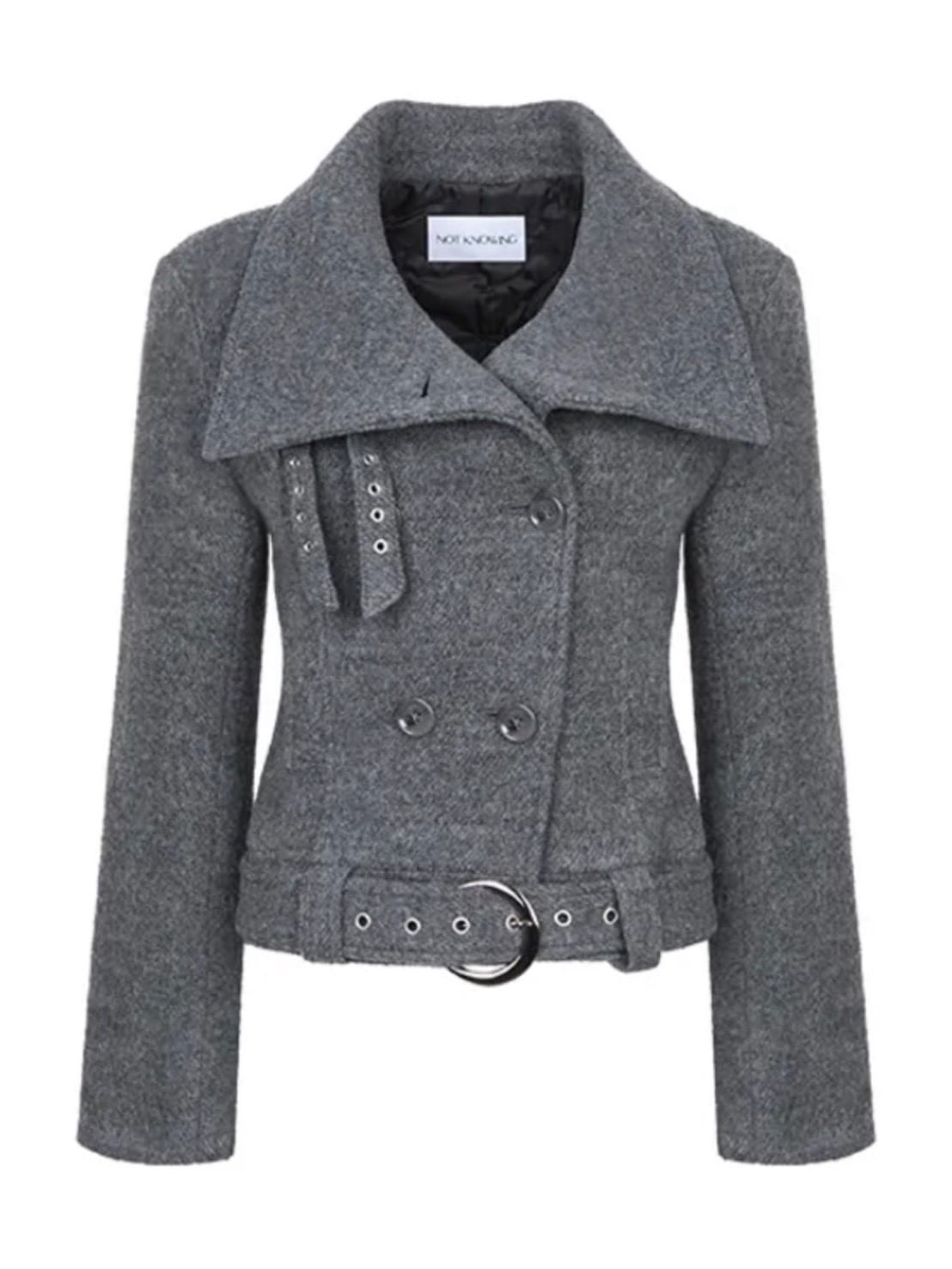 【NOT KNOWING】Double Belted High-Neck Coat