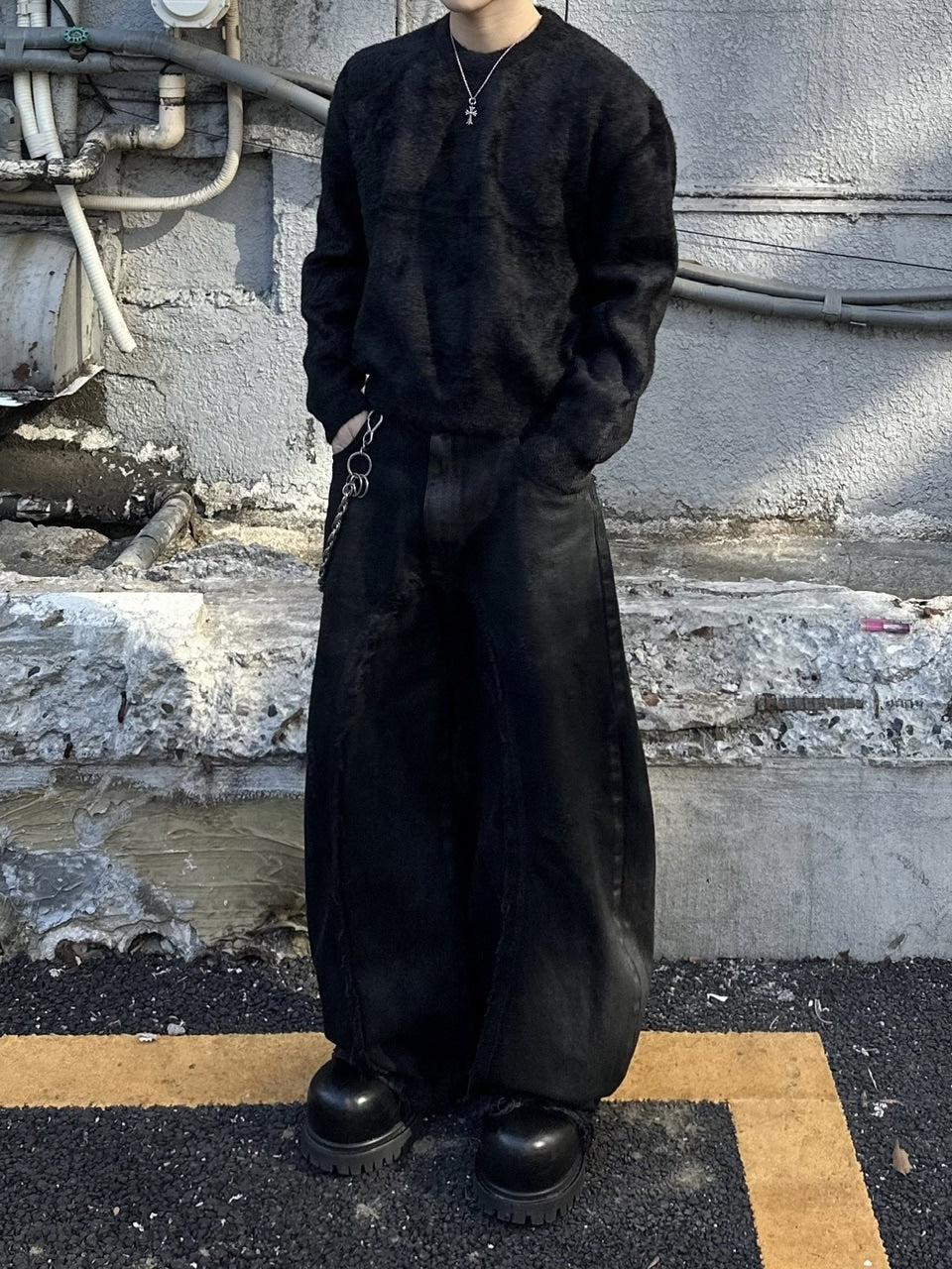 大阪店WEB限定受注制【Chikashitsu +】cropped hairy knit / 【チカシツプラス】クロップドヘアリーニット (3color)