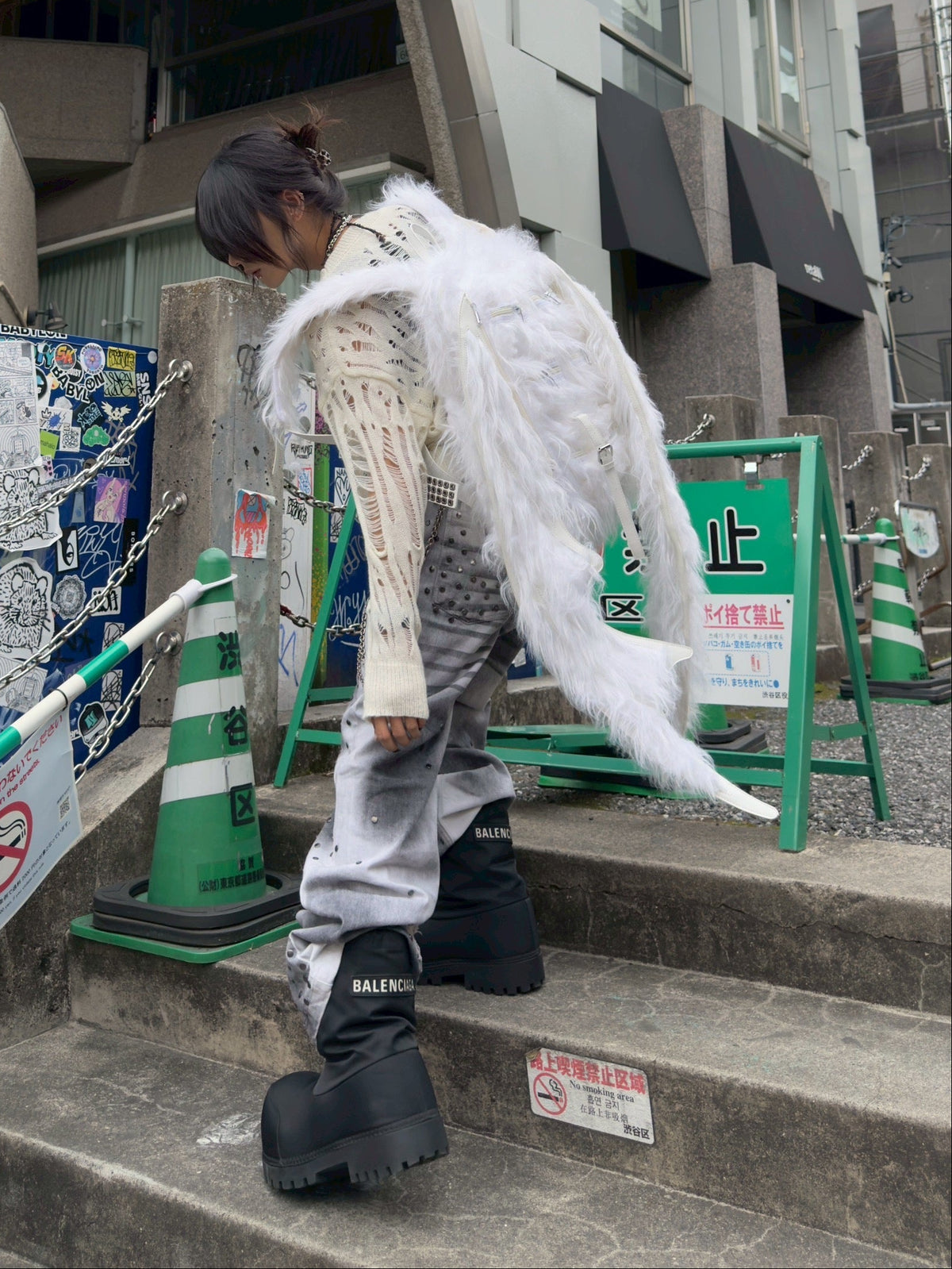 国際配送【Never mind the XU】damage loose knit