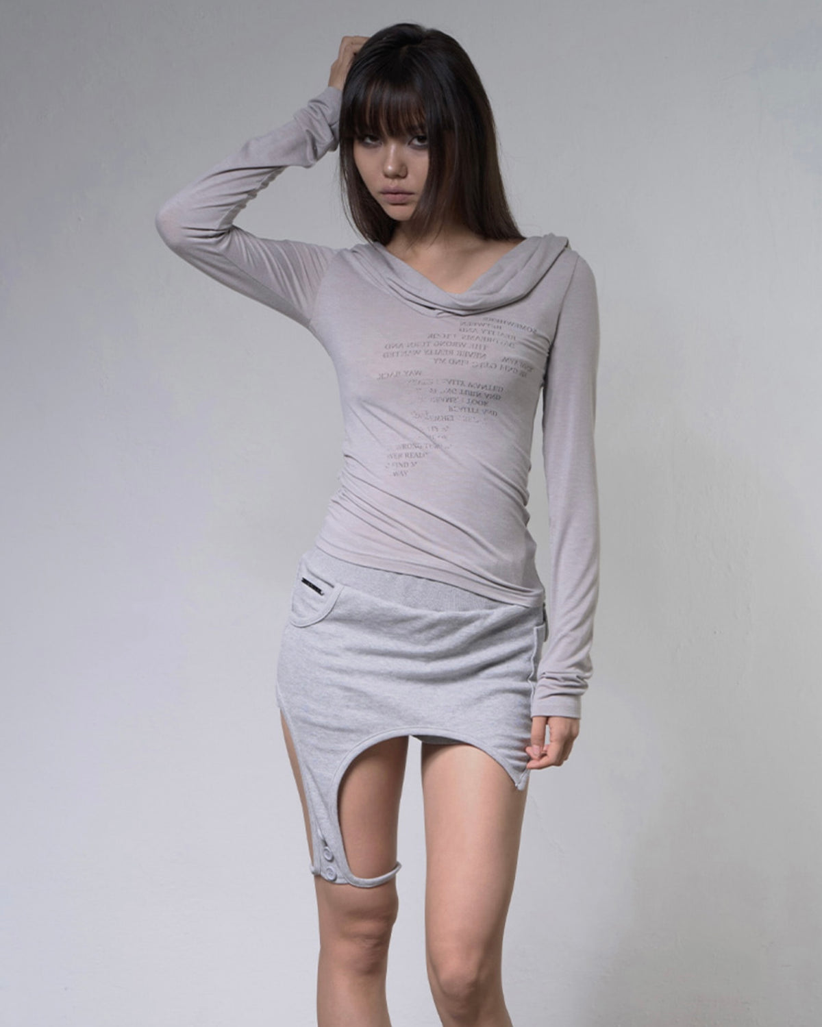 【FANCY CLUB】DRAPE HOODIE LONG SLEEVE