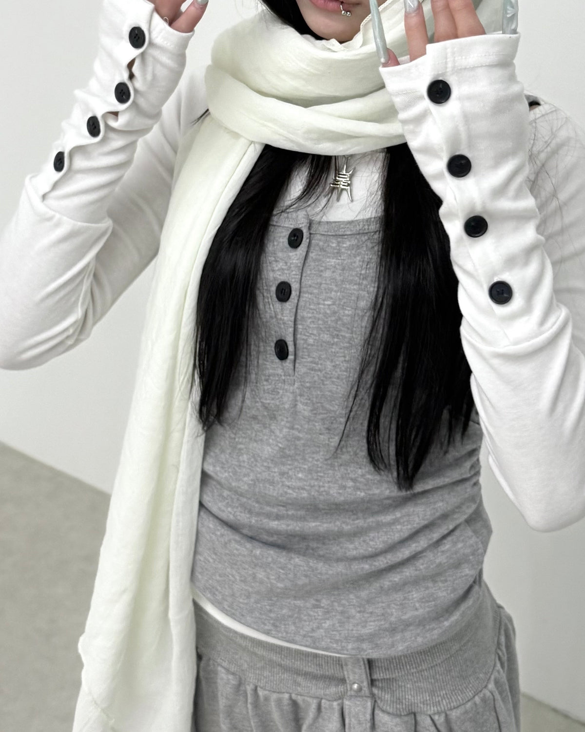 名古屋店WEB限定【nmtc+】Button Layered Cami Set Long sleeve (3color)