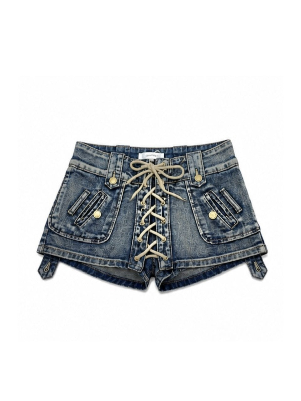 国際配送【Never mind the XU】lace-up denim skort (2color)
