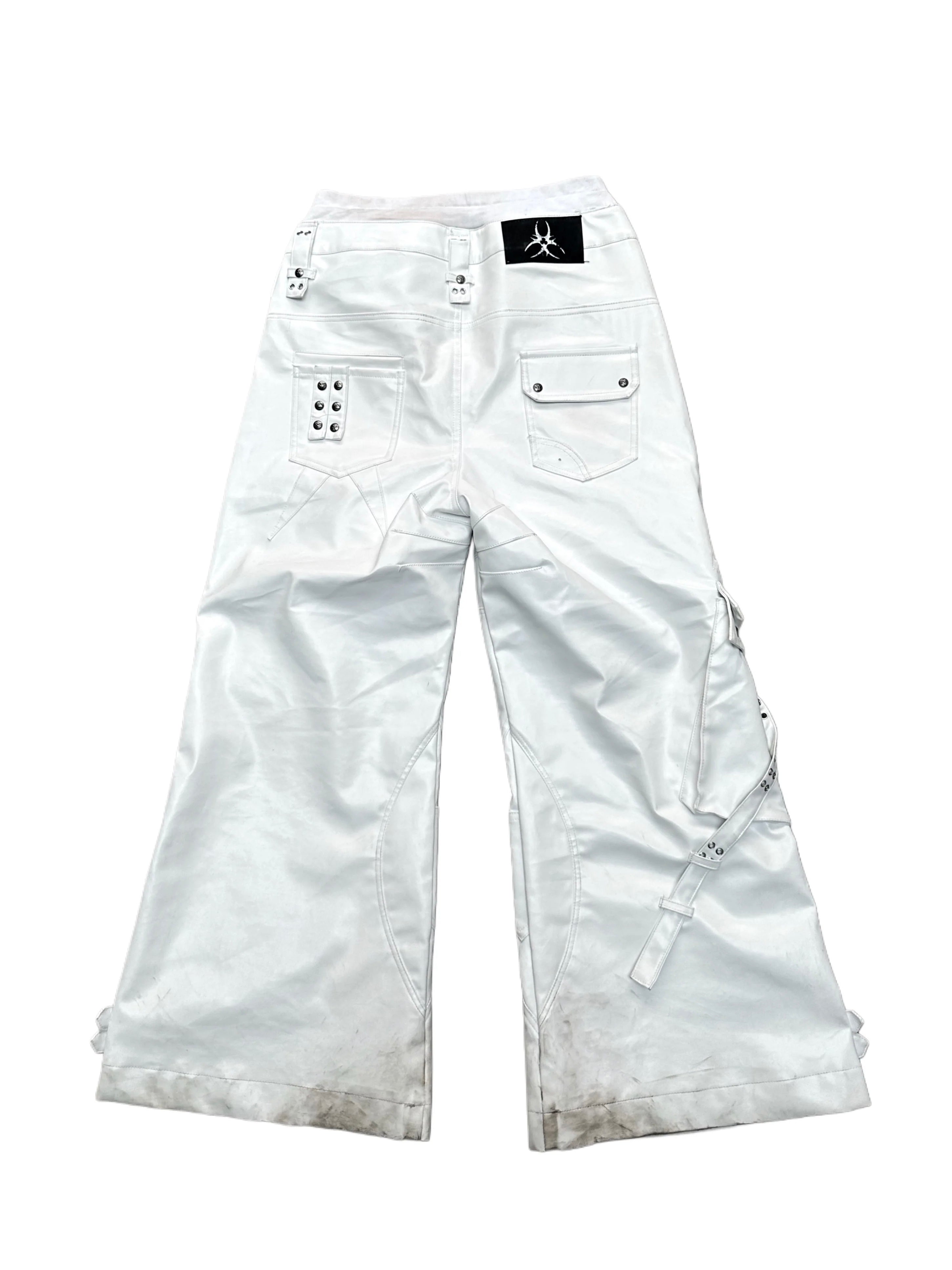 【Cozy world Wide】WHITE GHIDORAH LEATHER CARGO PANTS