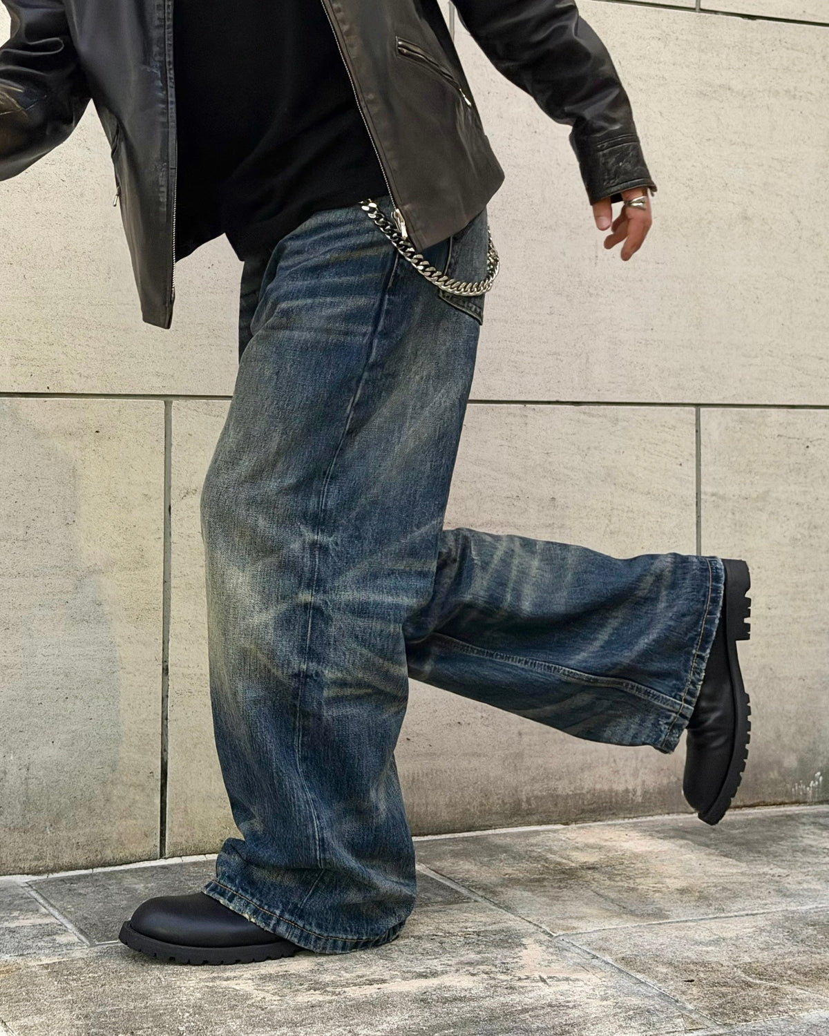 国際配送【RENOL】heavyweight washed denim pants