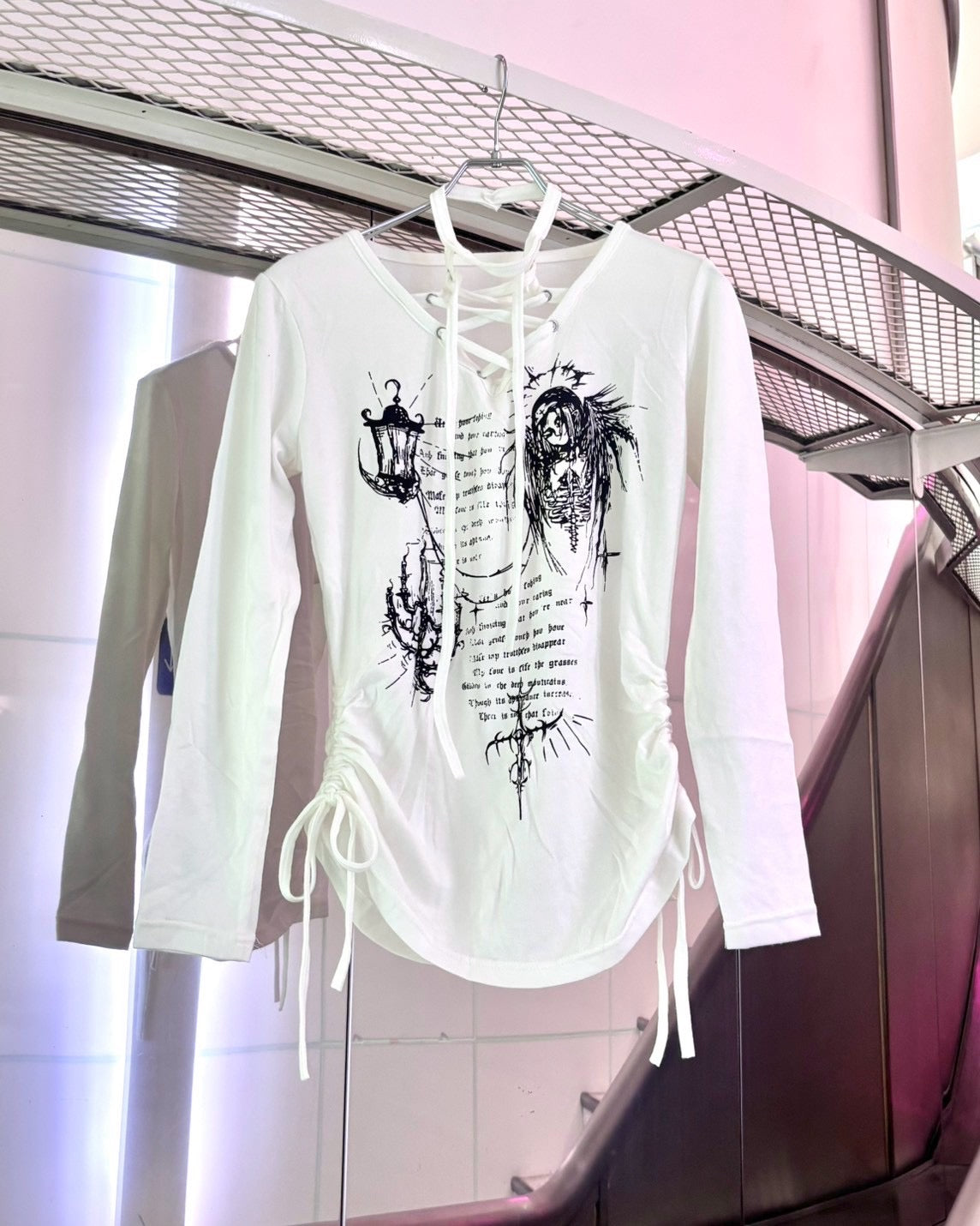 国際配送【BABY09】v-neck ribbon shirring tops