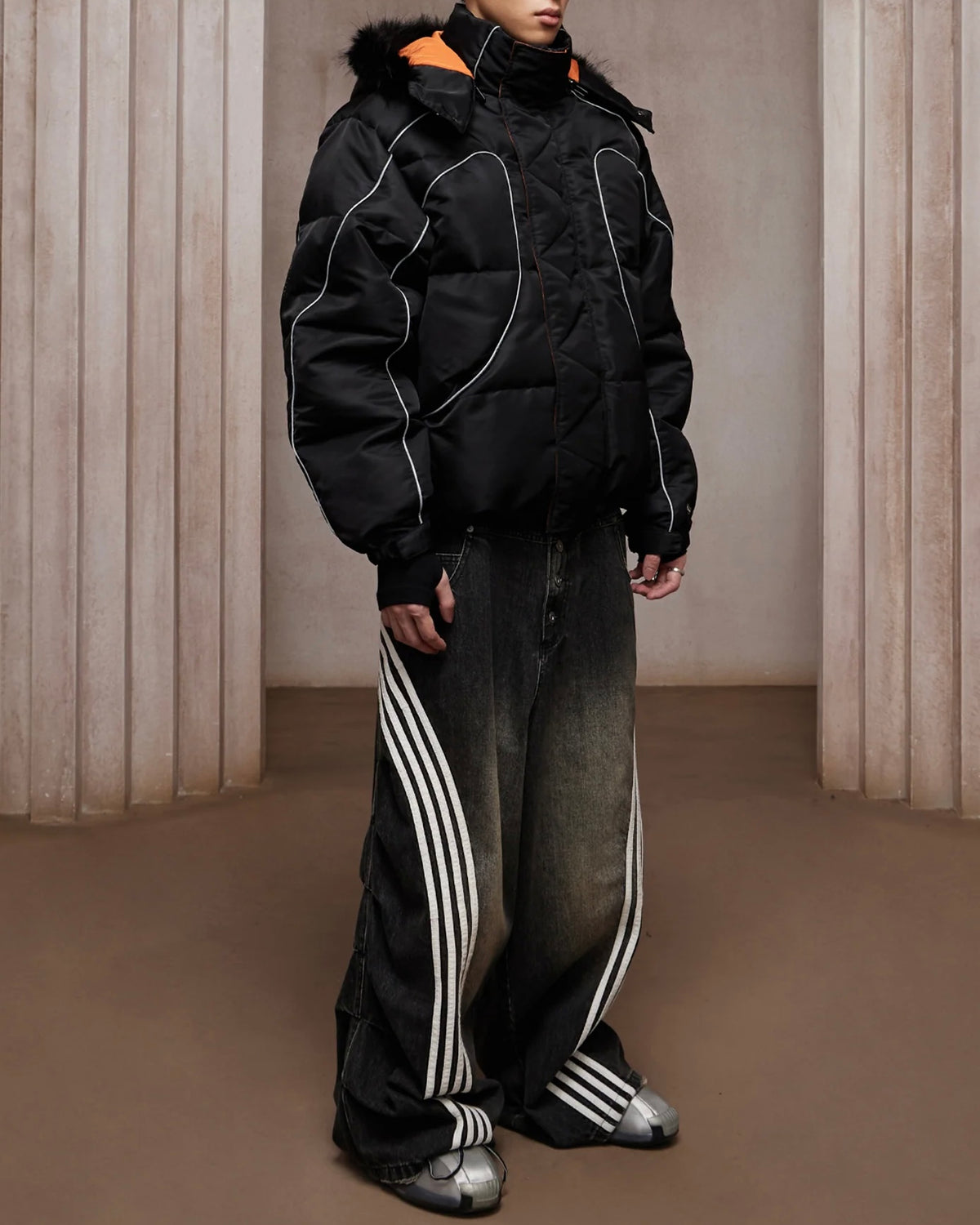 【DND4DES】Sport Pleated Washed Denim Pants