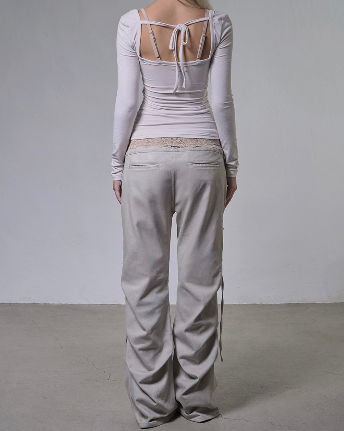【FANCY CLUB】BELTED FLARE SHIRRING PANTS