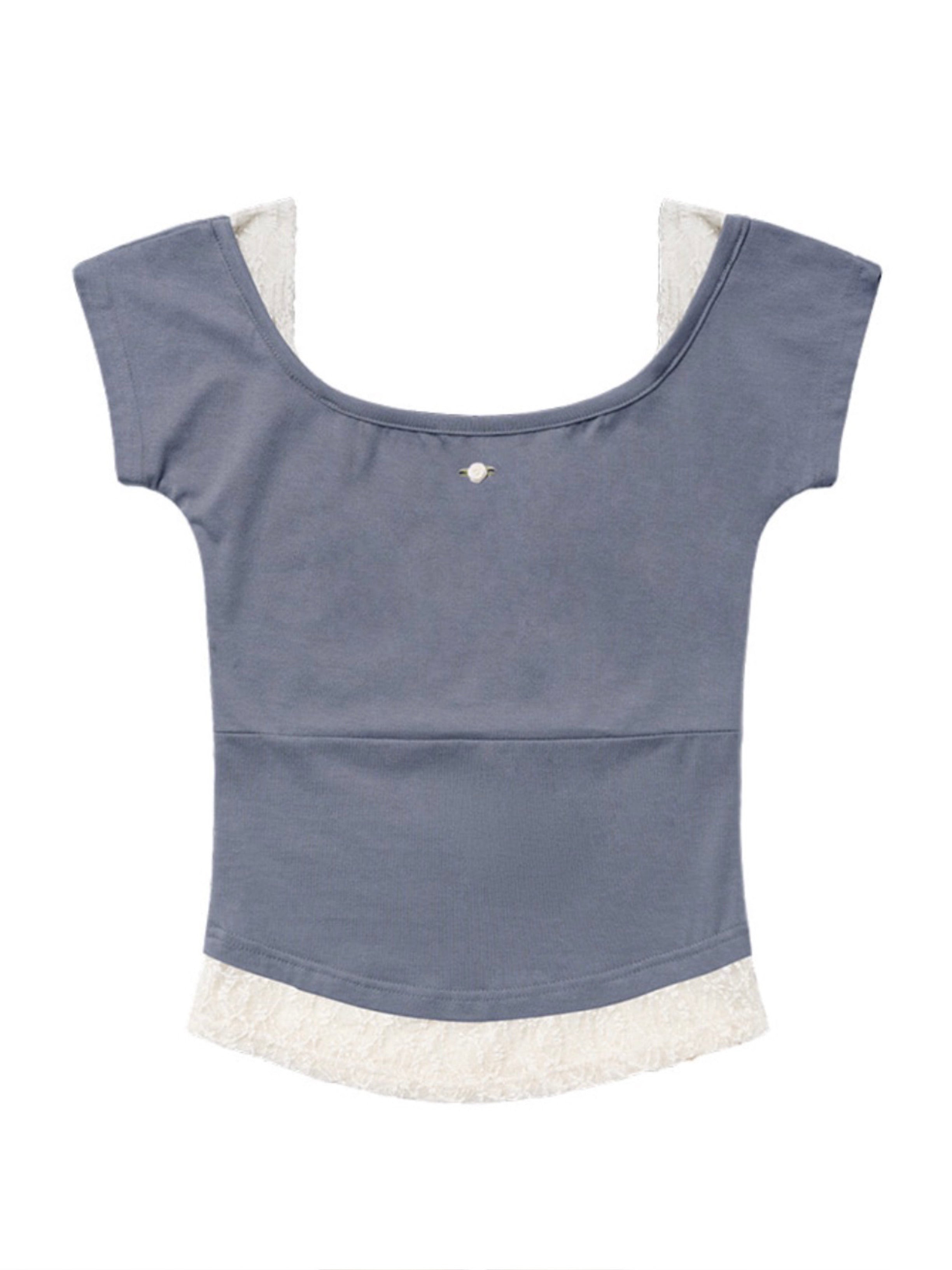 【FANCY CLUB】 LACE SQUARE NECK TOP