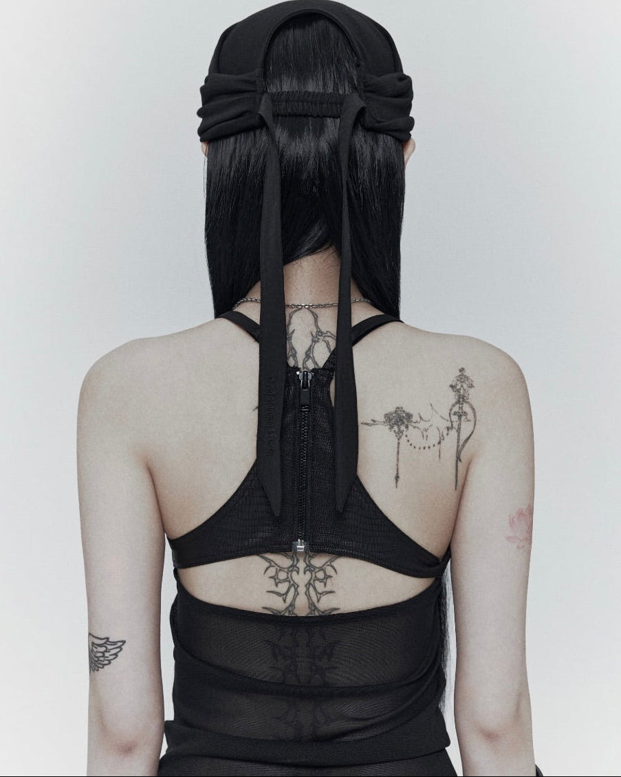 【bonienkiye】Back Zip Mesh Tank