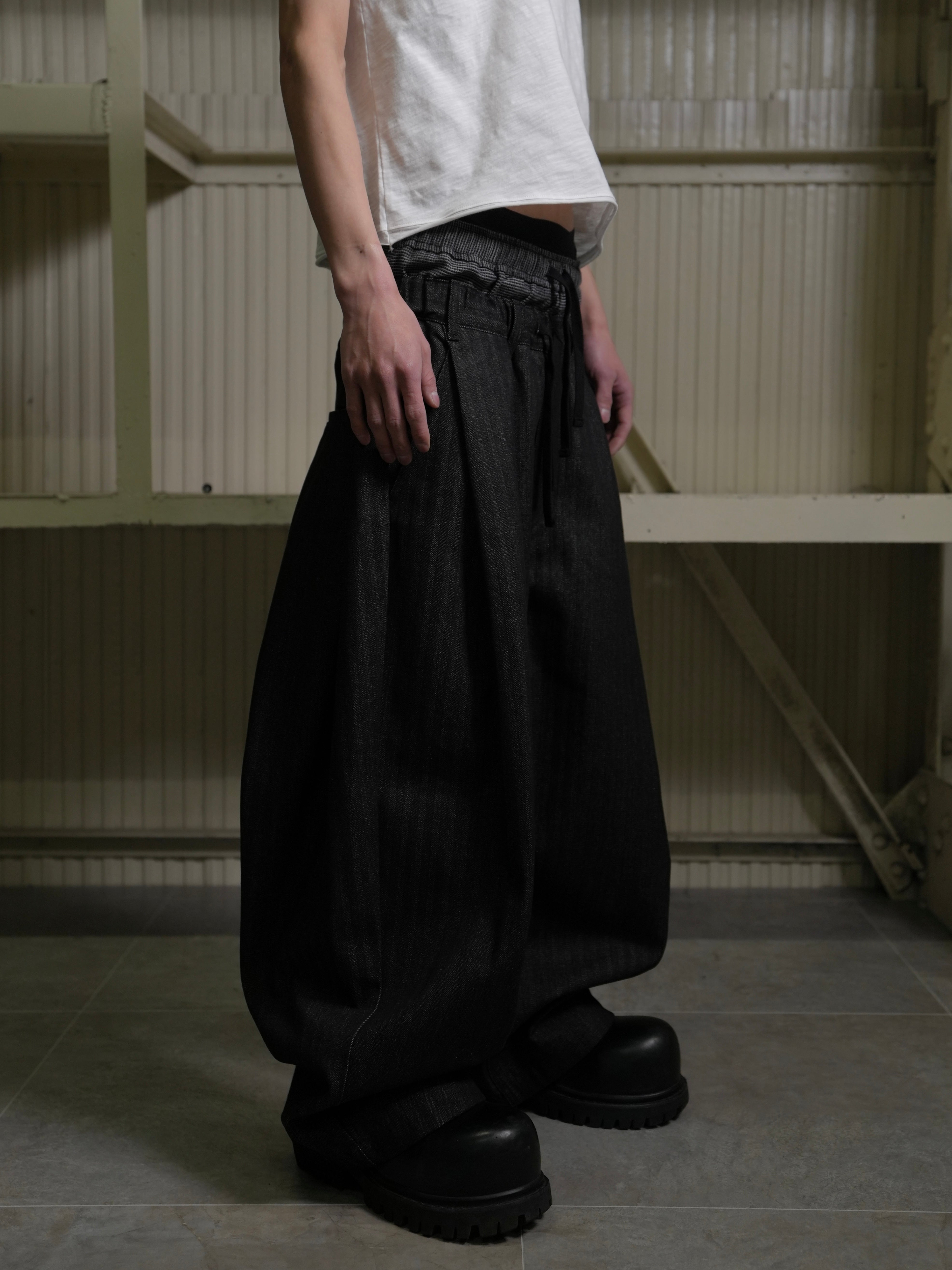【Lee fi Ne】Herringbone Layered Baggy Jeans