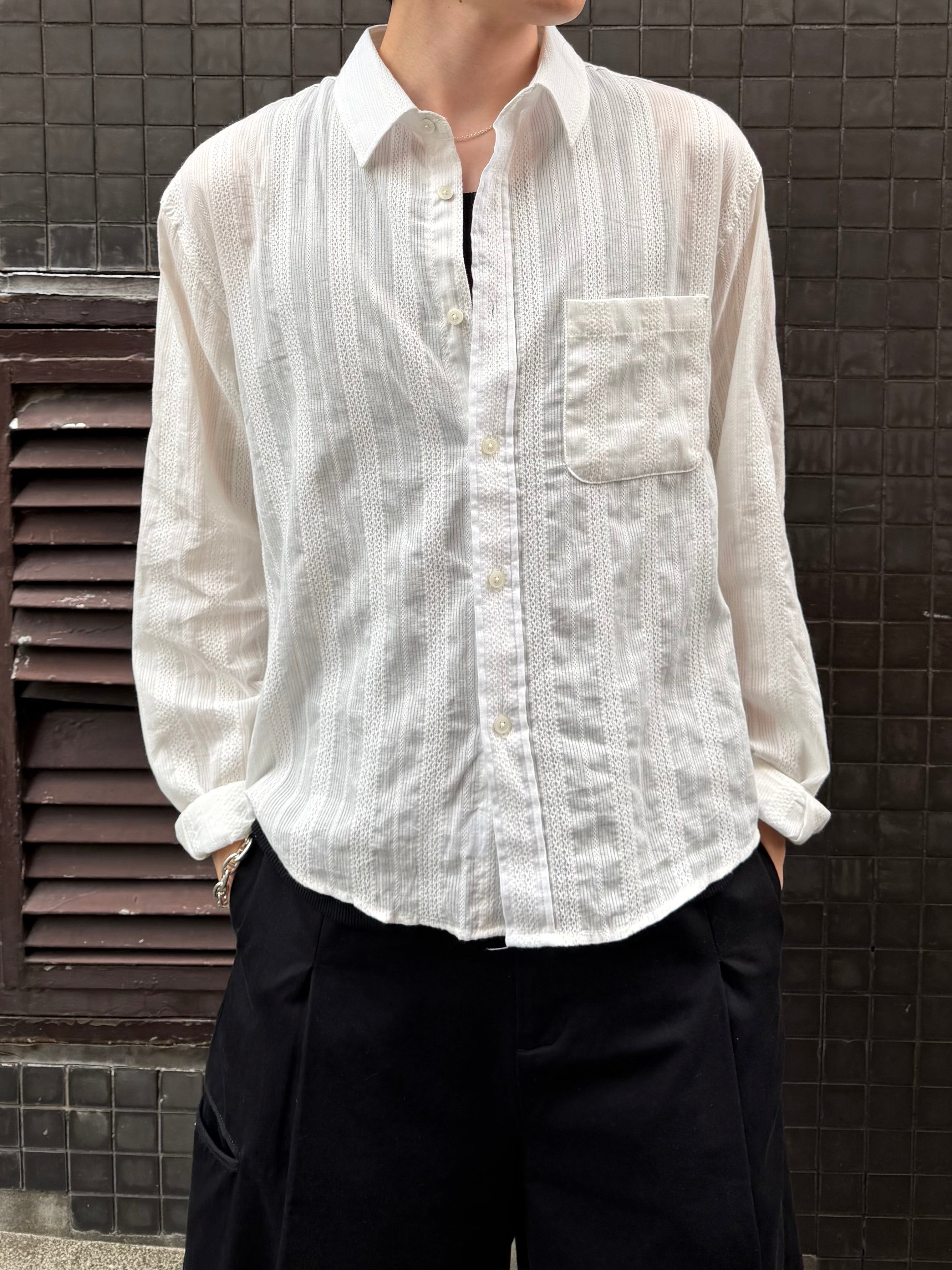 東京店WEB限定受注制【Chikashitsu +】cropped linen shirt