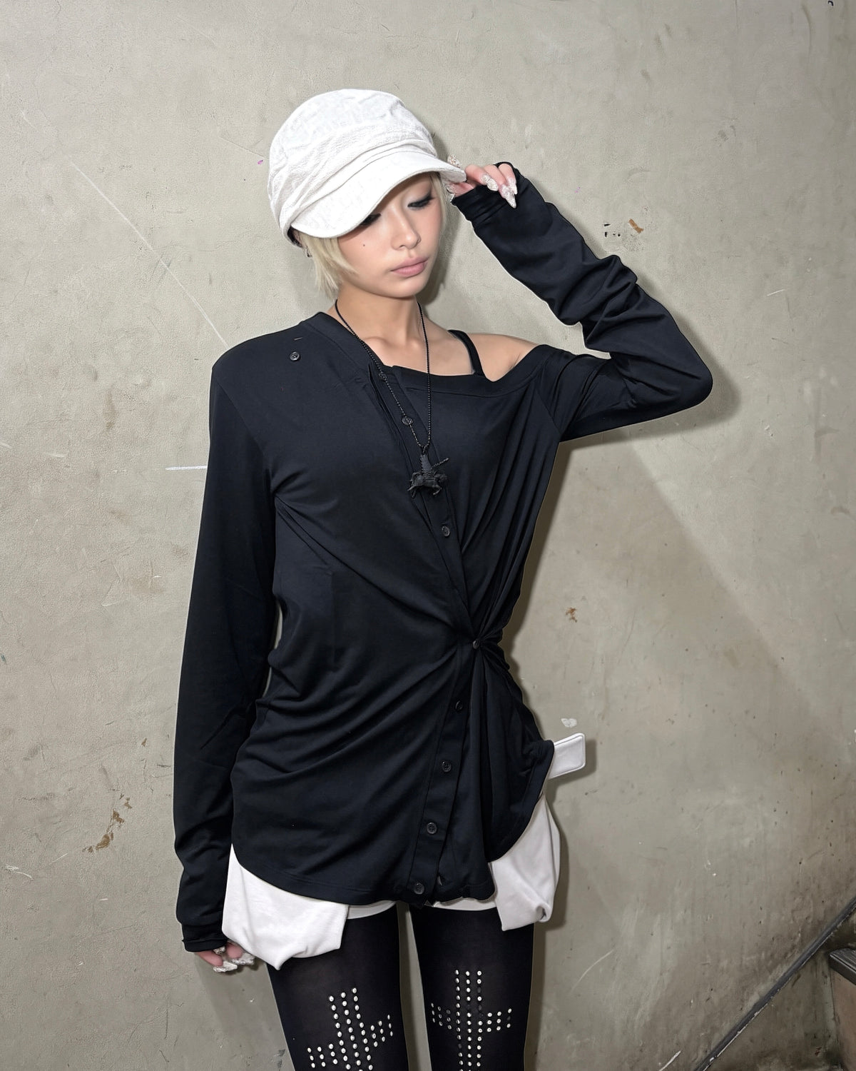 国際配送【Never mind the XU】drape casquette (3color)