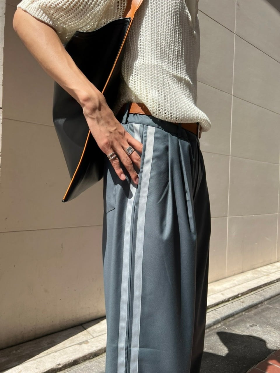 受注制【Chikashitsu +】side line slacks (3color)