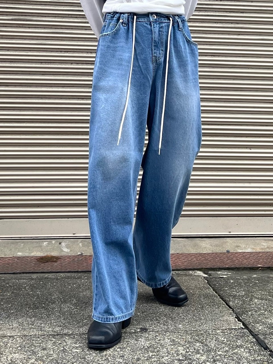 受注制【Chikashitsu +】rope wide denim pants (3color)
