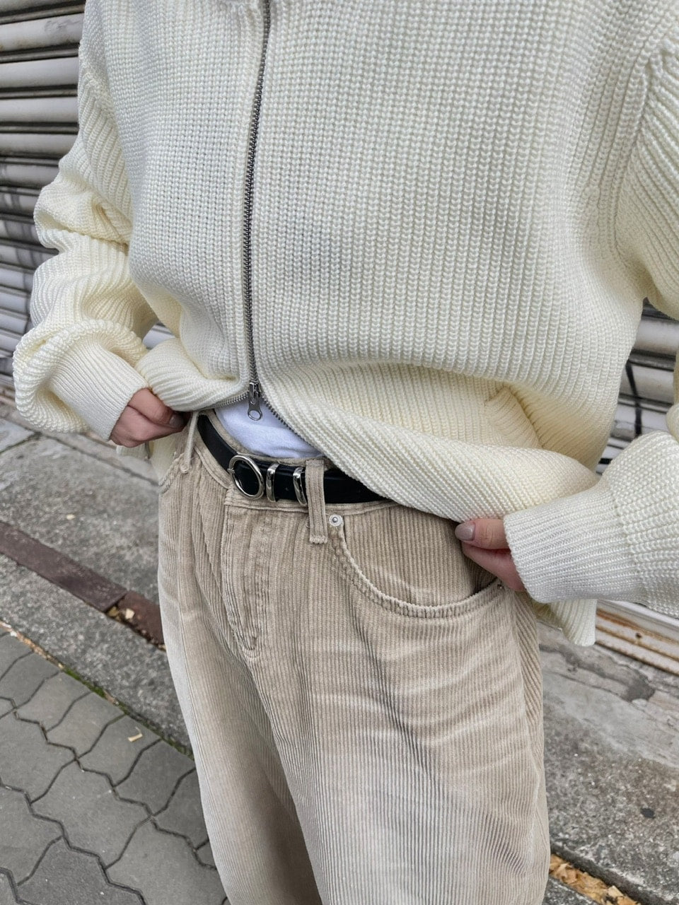 受注制【Chikashitsu +】vintage wash wide corduroy pants (2color)