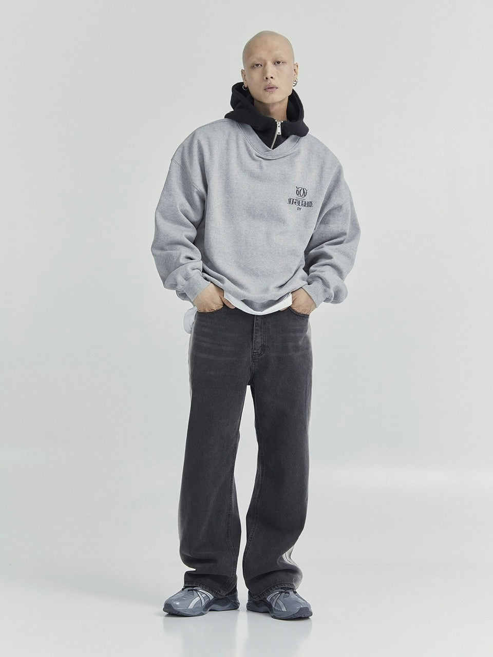 【OY】OVERLAY LOGO ZIPPER POLA HOODIE