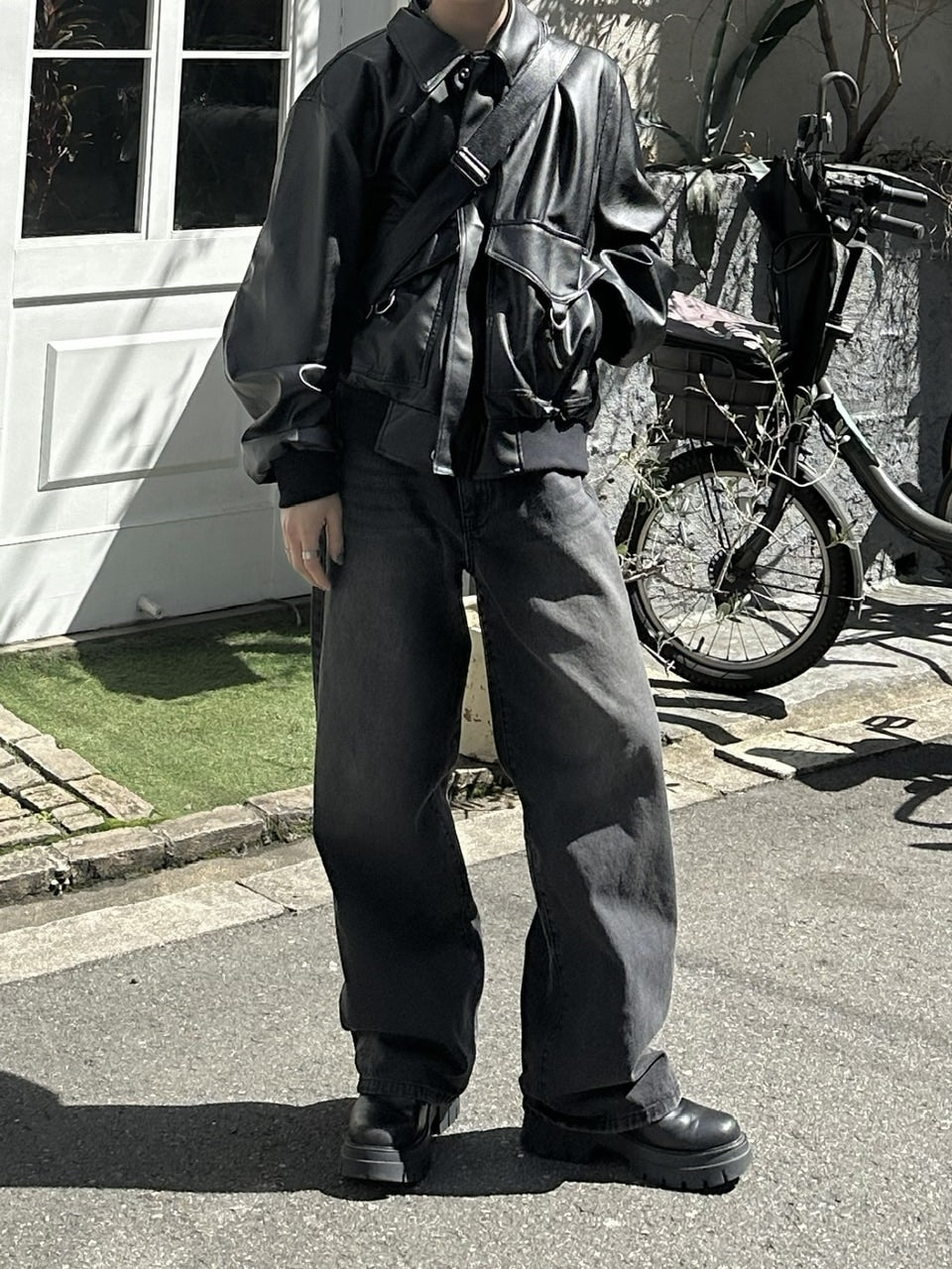 大阪店WEB限定【Chikashitsu +】double pocket leather jumper (3color)