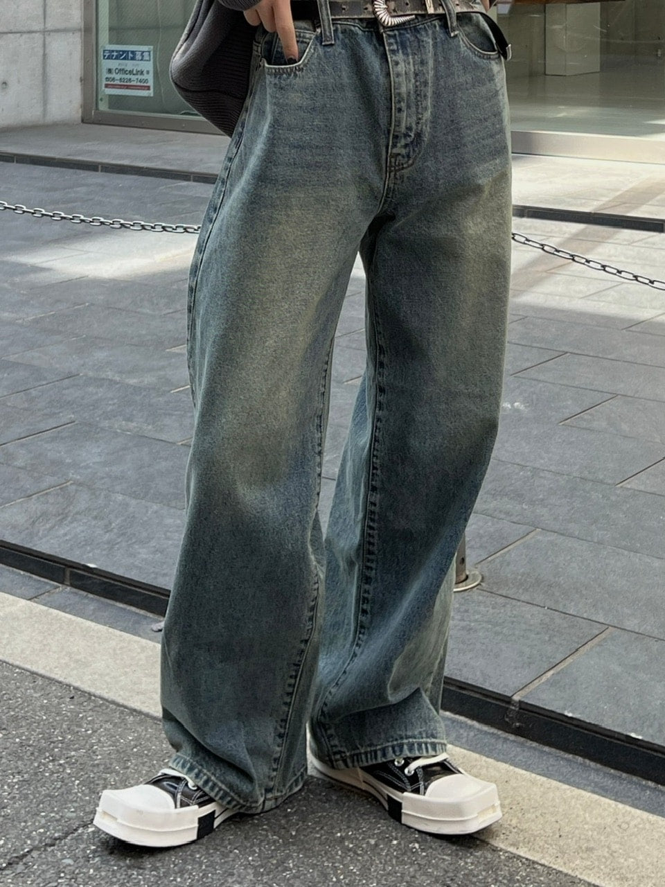 大阪店WEB限定受注制【Chikashitsu +】vintage color wash wide denim pants (3color)