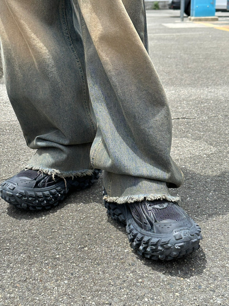 受注制【Chikashitsu +】vintage faded wash denim pants