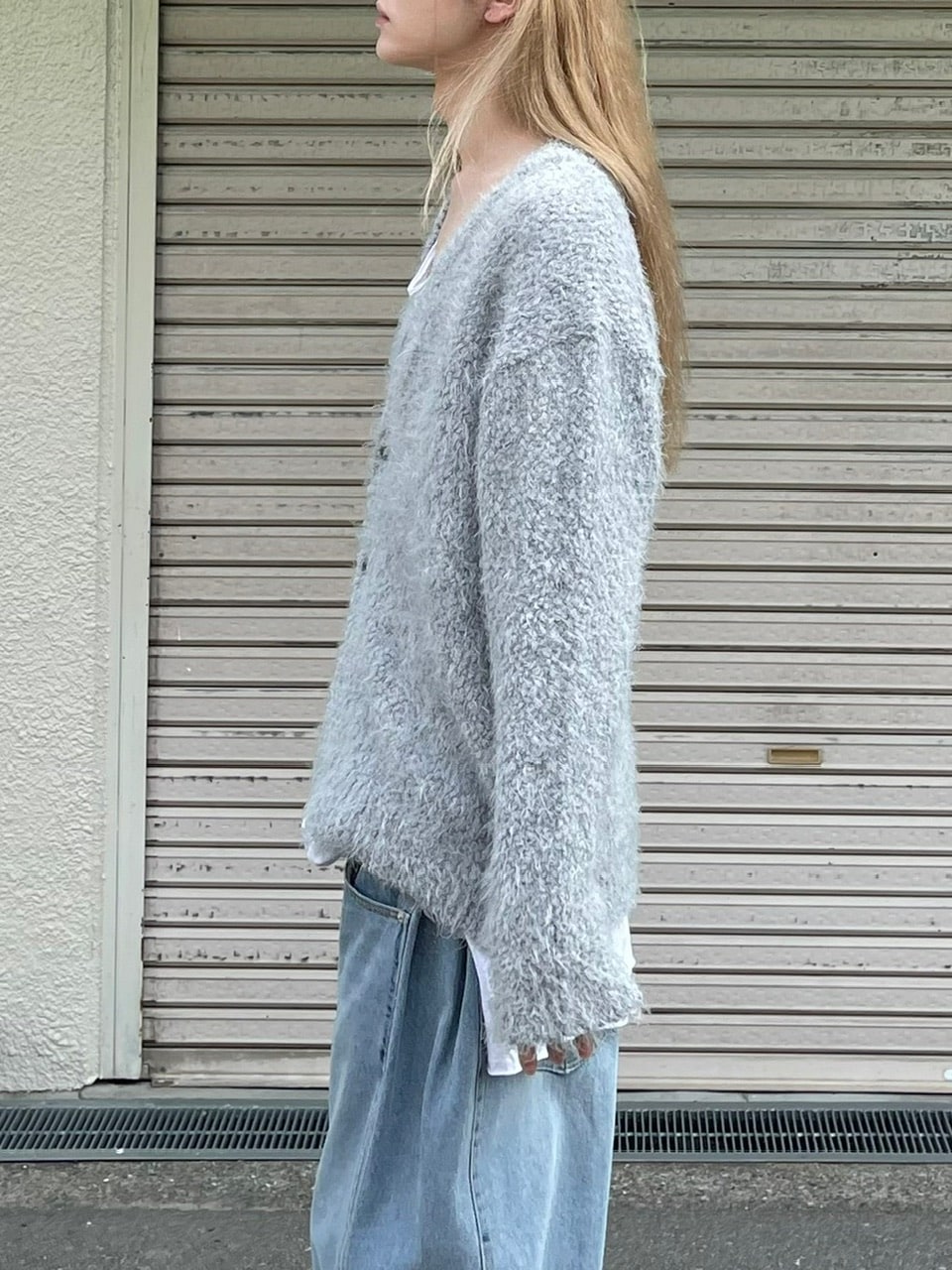 受注制【Chikashitsu +】bookle hairly cardigan (3color) / 【チカシツプラス】バックルヘアリー長袖カーディガン