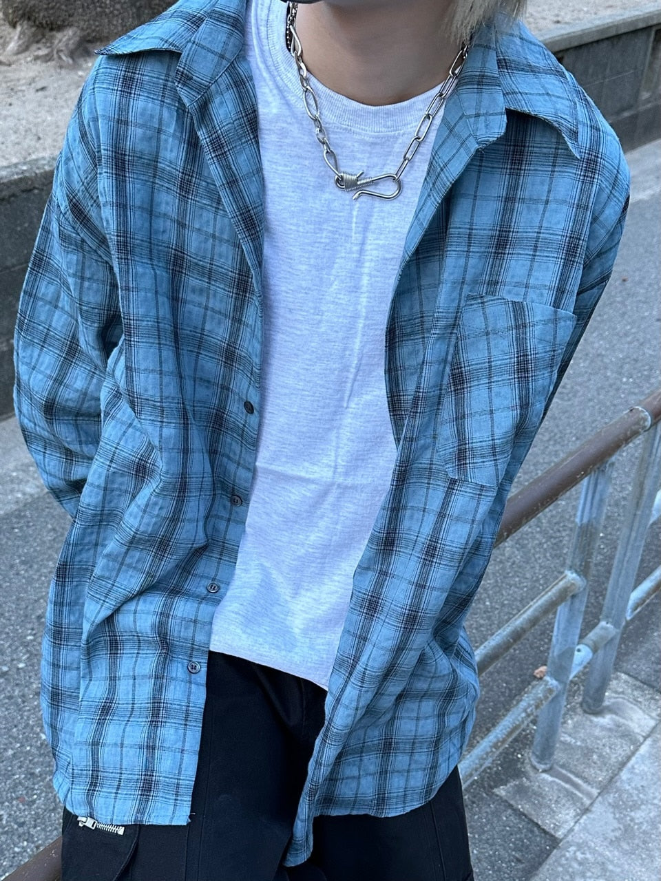 大阪店WEB限定受注制【Chikashitsu +】linen check shirt (3color)