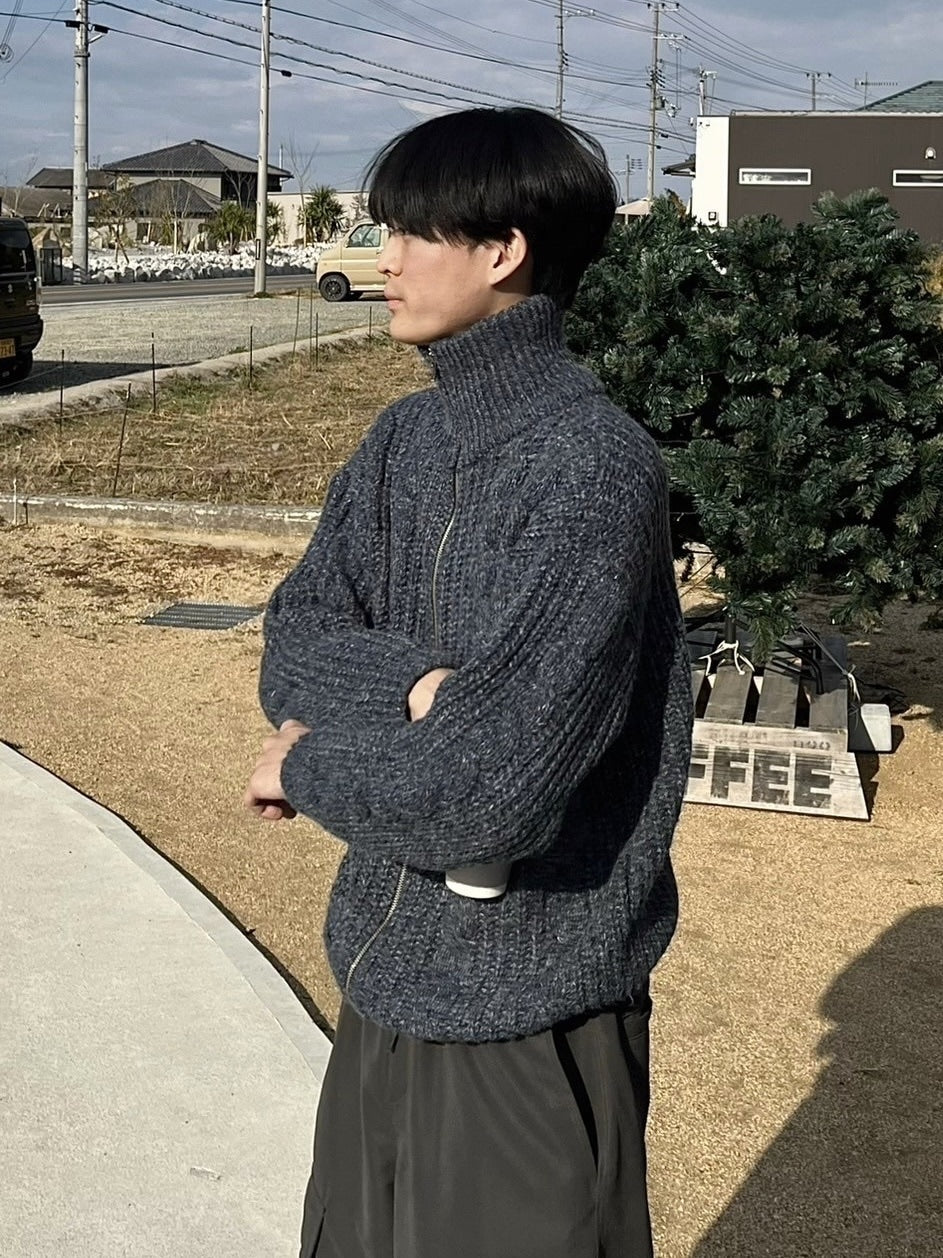 受注制【youll】zip up cable knit (5color)
