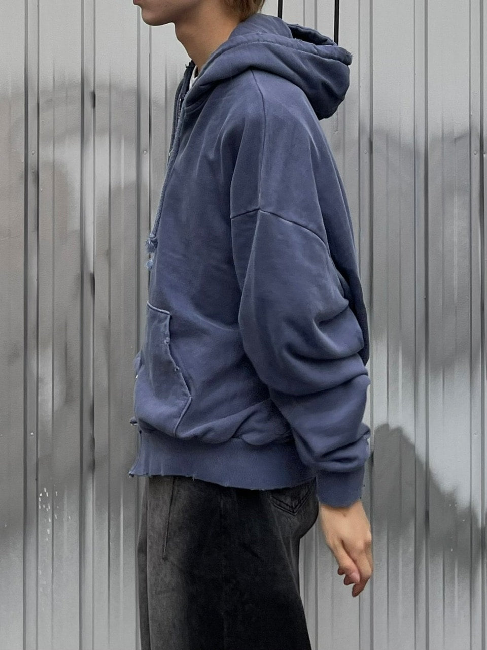 大阪店WEB限定受注制【Chikashitsu +】damage zip up hoodie (3color) / 【チカシツプラス】ダメージ長袖ジップアップパーカー