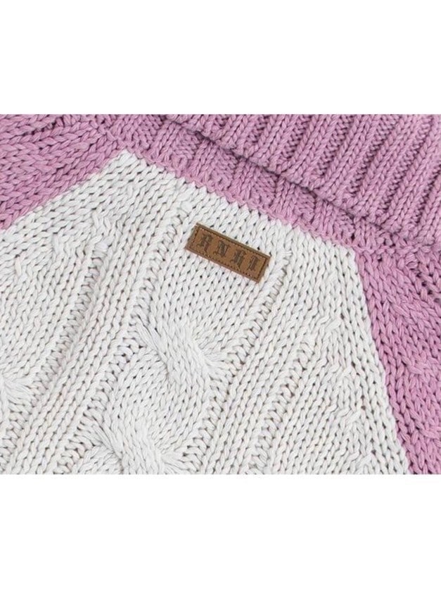 【runningHIGH】COLOR BLOCK TURTLENECK ZIP UP KNIT PULLOVER