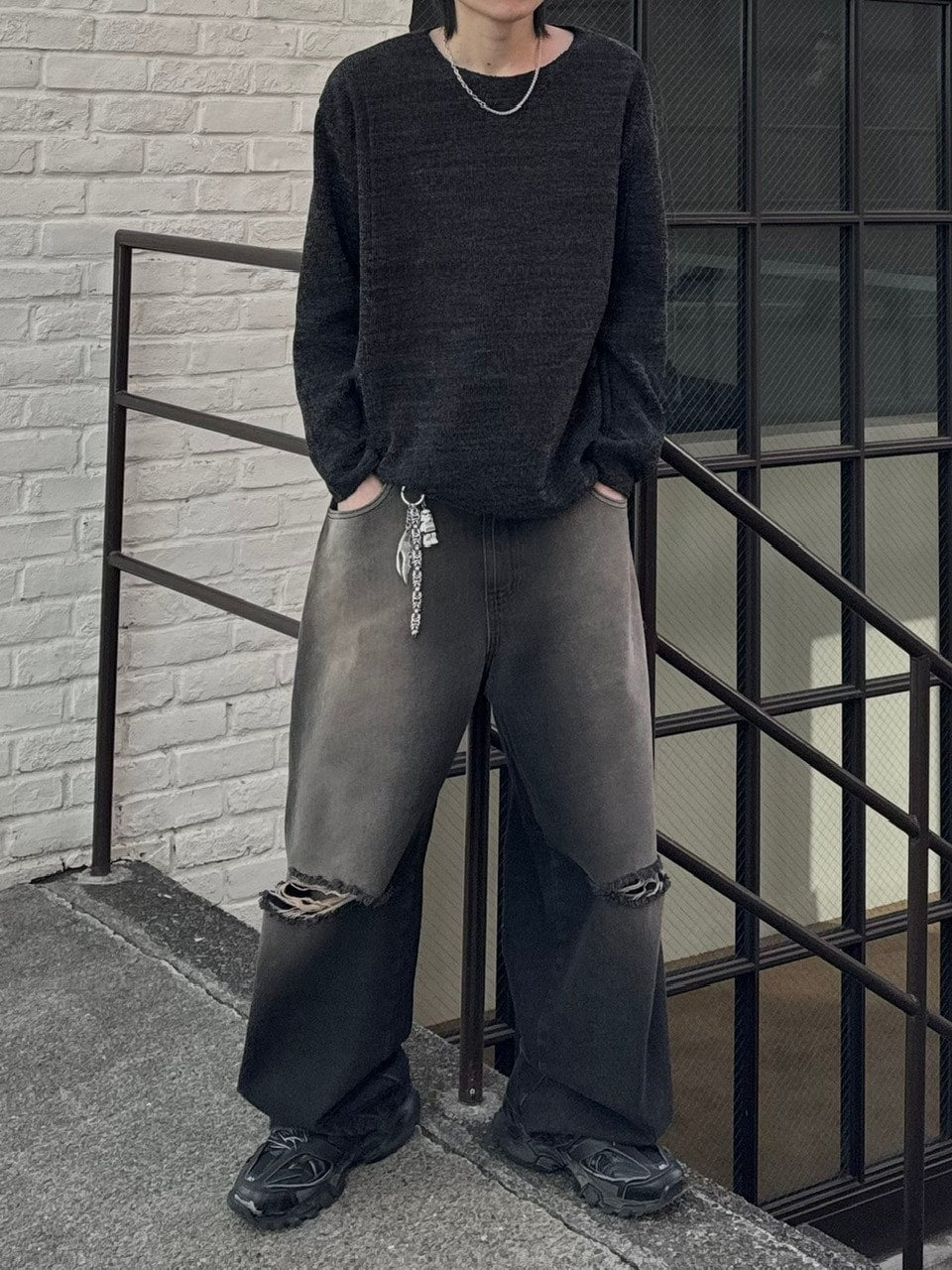 【Chikashitsu +】unisex over knit (4color) / 【チカシツプラス】ユニセックスオーバーサイズ長袖ニット