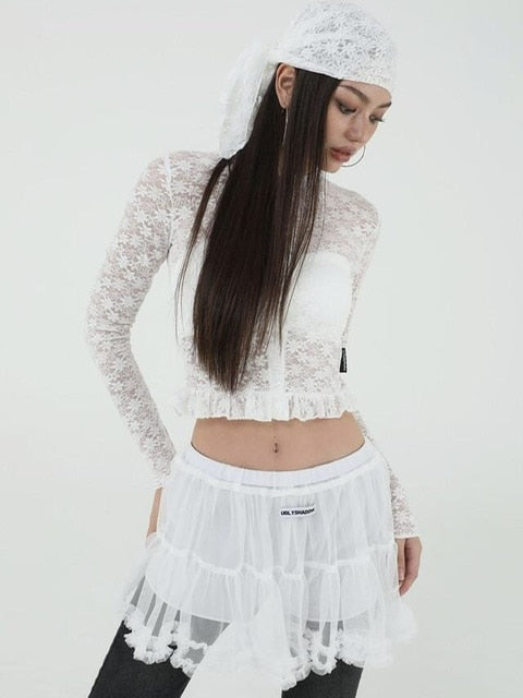 【Uglyshadow】MESH FRILL CANCAN SKIRT