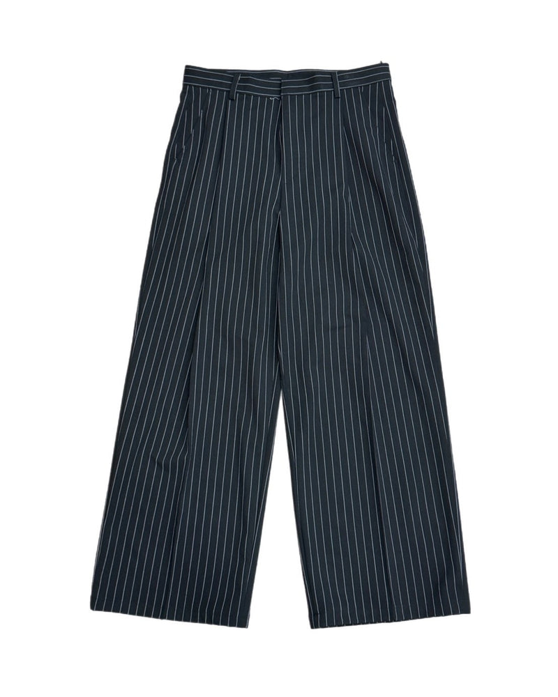 受注制【Chikashitsu +】stripe tuck slacks / 【チカシツプラス】ストライプボーダータックスラックス