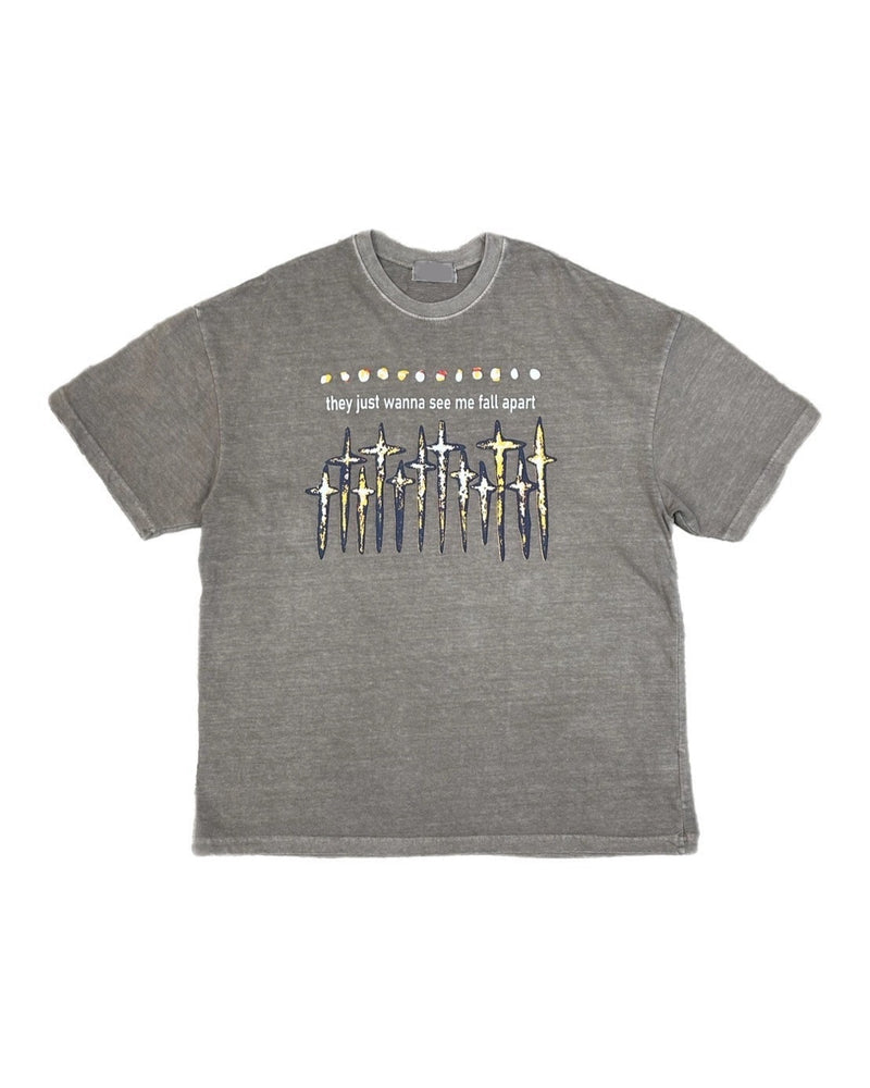 受注制【Chikashitsu +】pigment cross print t-shirt (2color)