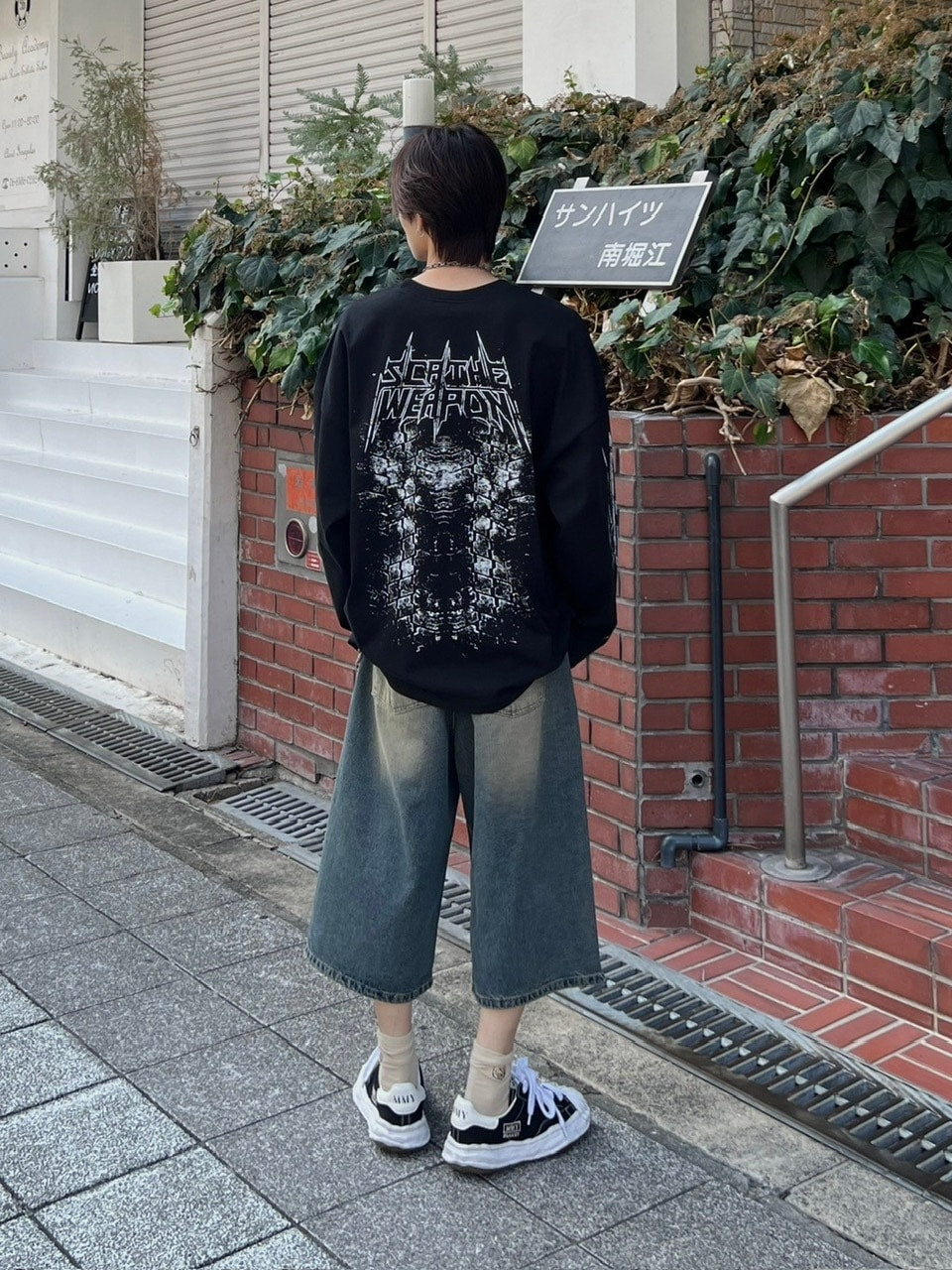 受注制【Chikashitsu +】oversized print long sleeve (2color