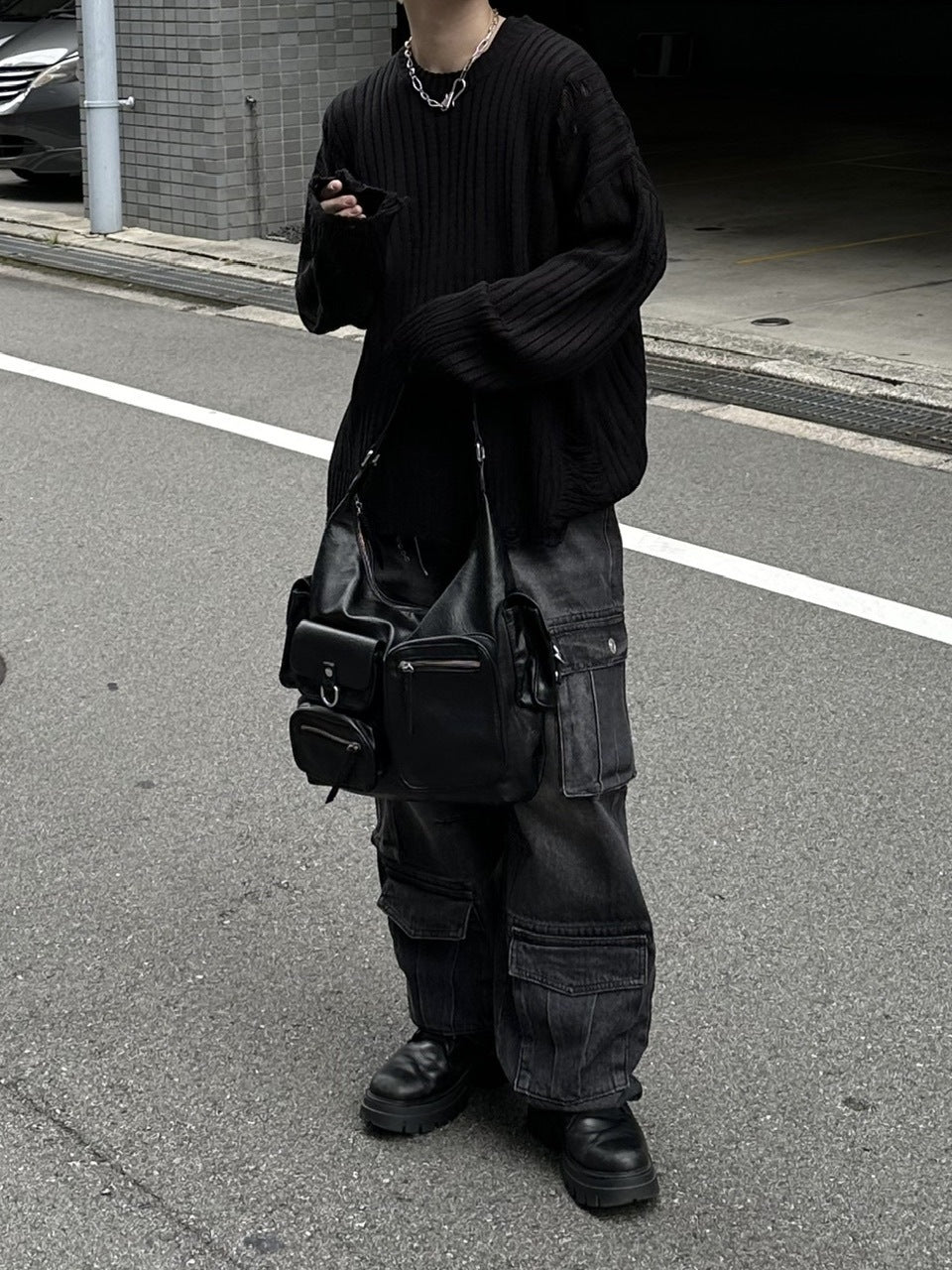 大阪店WEB限定【Chikashitsu +】overfit damage knit (3color)