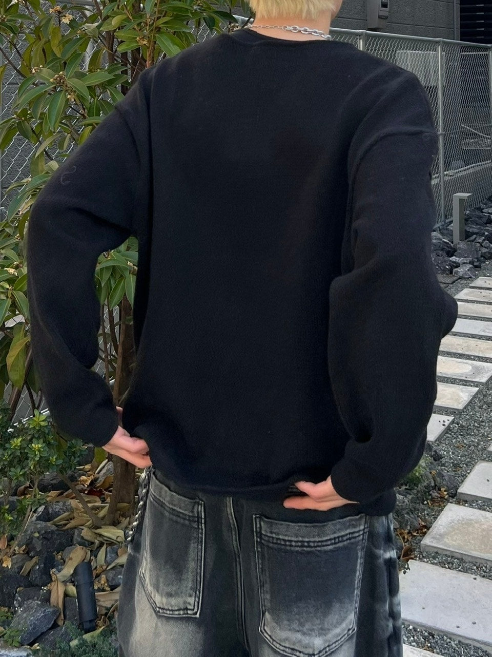 受注制【Chikashitsu +】loose fit round knit (4color)