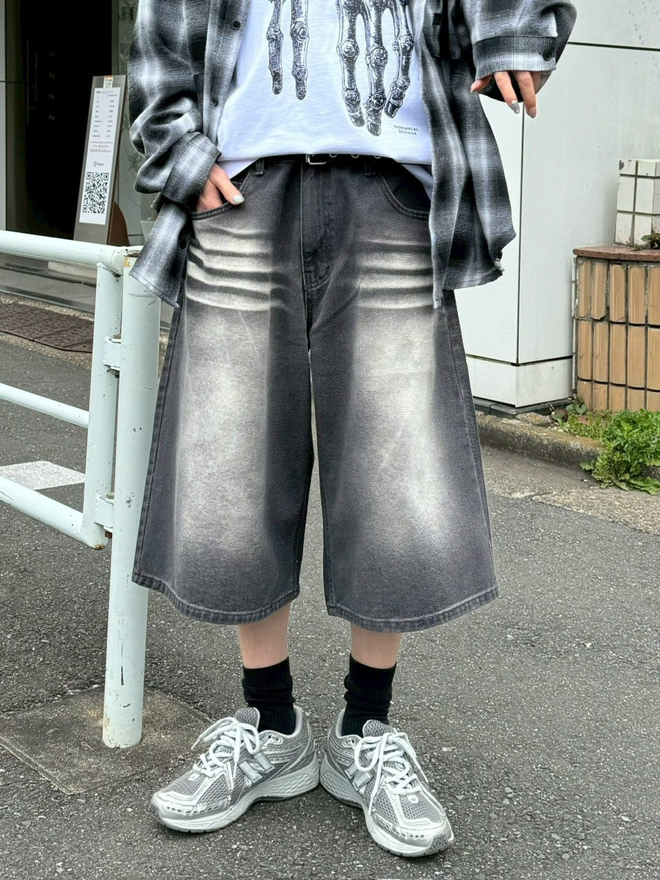 受注制【Chikashitsu +】8-length bermuda denim pants (2color) / 【チカシツプラス】8分丈バミューダハーフデニムパンツ