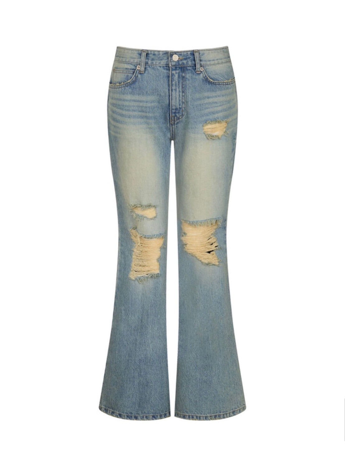 【NOT KNOWING】Destroyed Flared Jean