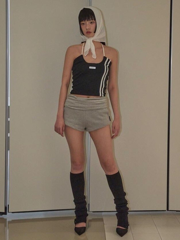 【ODDONEOUT】TWO LINE HALTER NECK TOP