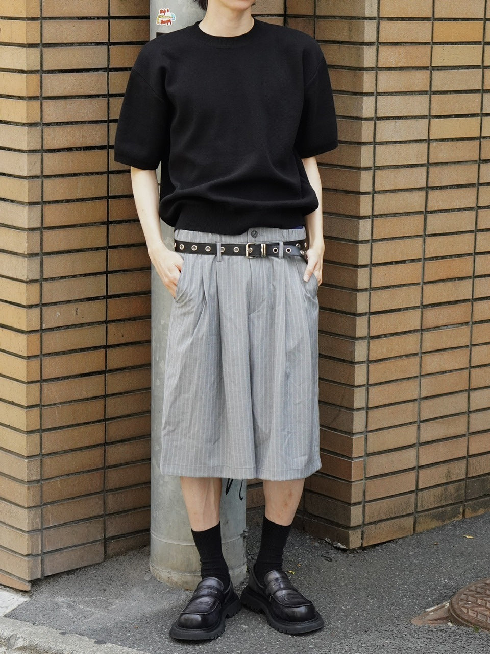 東京店WEB限定受注制【Chikashitsu +】stripe bermuda pants (2color)