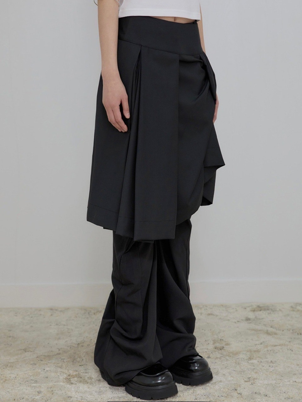 【FLAREUP】Asymmetrical Draped Midi Skirt
