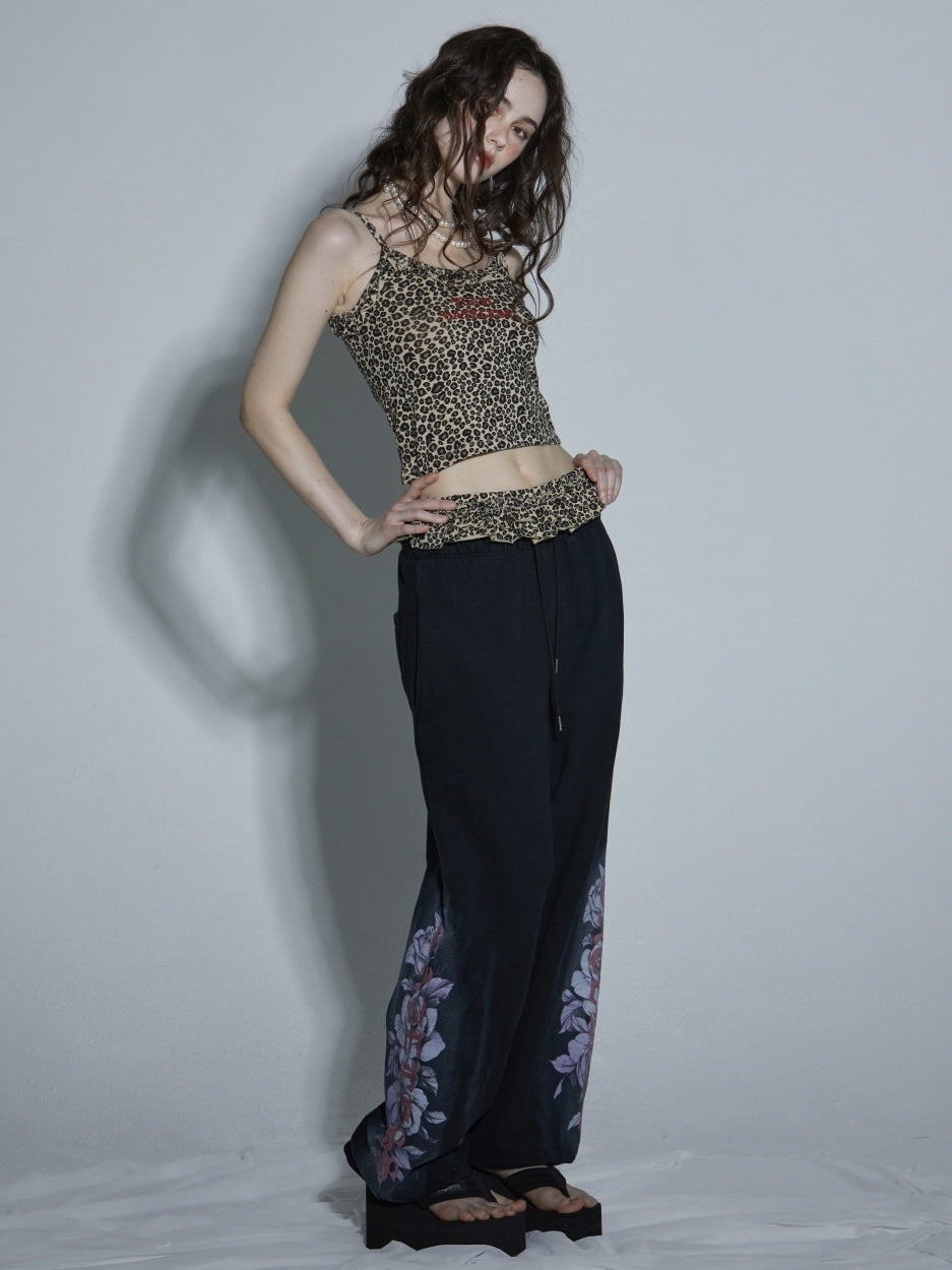 【GATELESS】 LEOPARD LOGO FRILL CAMISOLE / 【ゲートレス】レオパードロゴフリルキャミソール